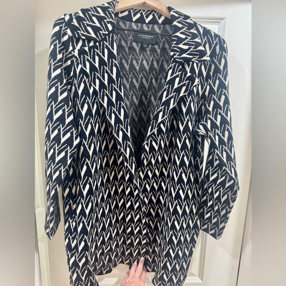 Liverpool LA Black and White Knit pattern  coatigan / sweater  combo